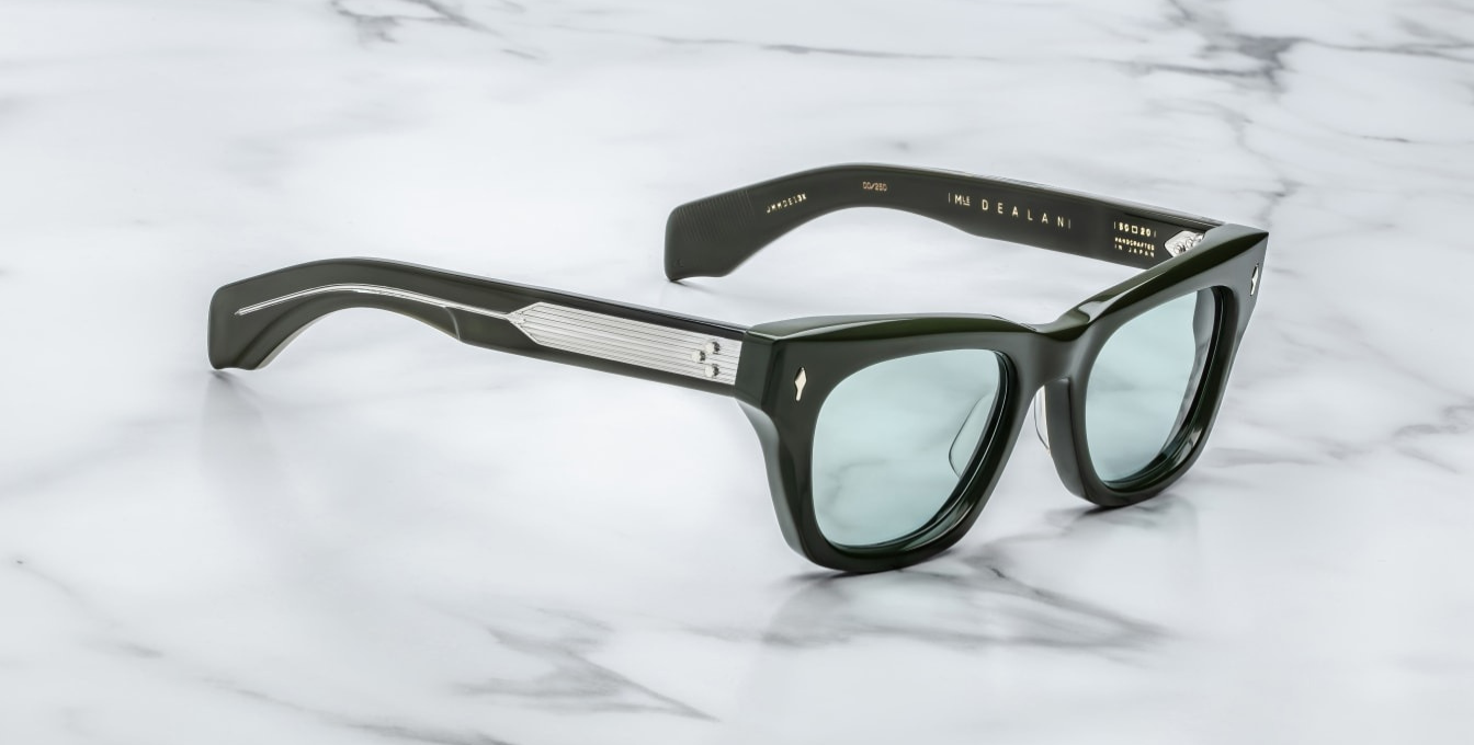 jacques marie mage dealan evergreen eckige sonnenbrille in grün mit grünen gläsern