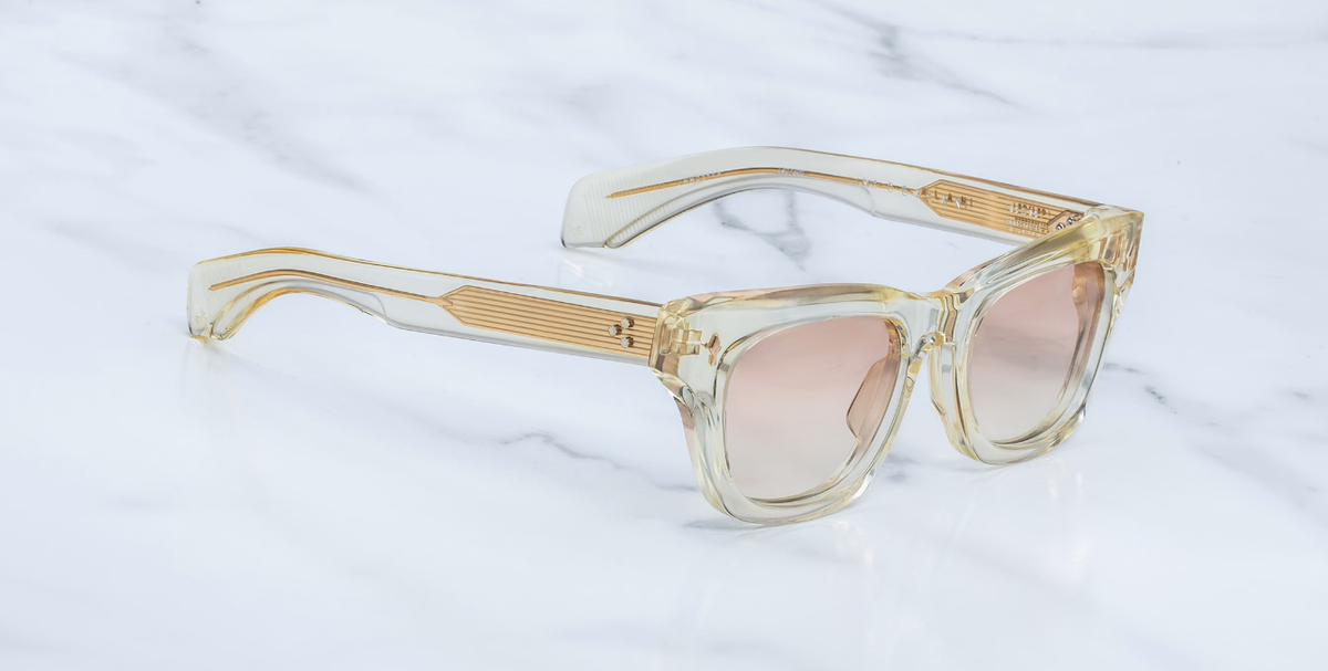 jacques marie mage dealan photochromic halo eckige beige fassung aus Acetat mit hellbrauen Verlaufsgläser
