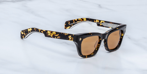 jacques marie mage dealan tokyo eckige sonnenbrille aus acetat in havana mit orangenen gläsern