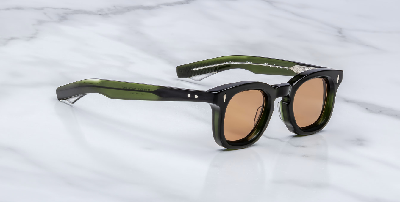 jacques marie mage devaux borneo eckige grüne sonnenbrille mit orangenen gläsern