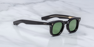 jacques marie mage devaux venom eckige schwarze sonnenbrille mit grünen gläsern