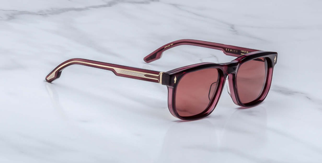 Jacques Marie Mage Dewitt Amarena eckige sonnenbrille in weinrot mit weinroten gläsern