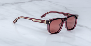 Jacques Marie Mage Dewitt Amarena eckige sonnenbrille in weinrot mit weinroten gläsern