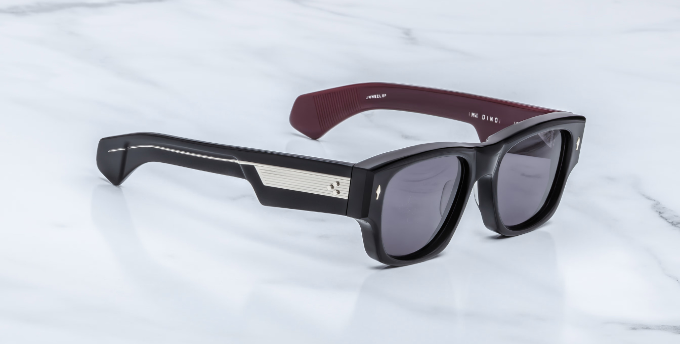 jacques marie mage dino bloodstone eckige sonnenbrille in schwarz mit grauen gläsern