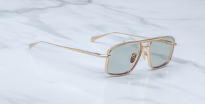 jacques marie mage earl altan eckige sonnenbrille in gold und silber mit grünen gläsern