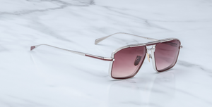 jacques marie mage earl bordeaux eckige sonnenbrille in silbe rund bordeaux mit roten gläsern