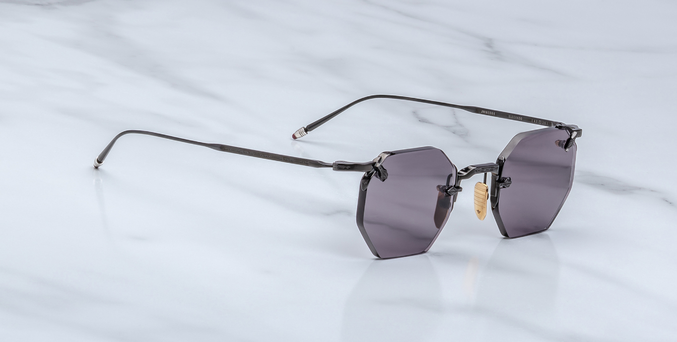 jacques marie mage eldorado black achteckige randlose sonnenbrille in schwarz mit grauen gläsern