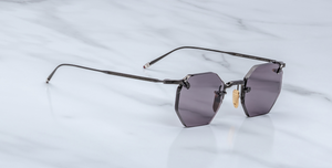 jacques marie mage eldorado black achteckige randlose sonnenbrille in schwarz mit grauen gläsern