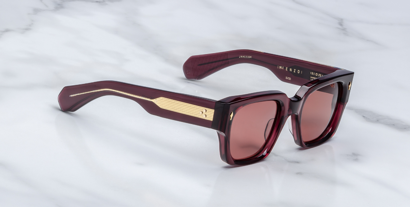 jacques marie mage enzo amarena eckige sonnenbrille in rot mit roten gläsern