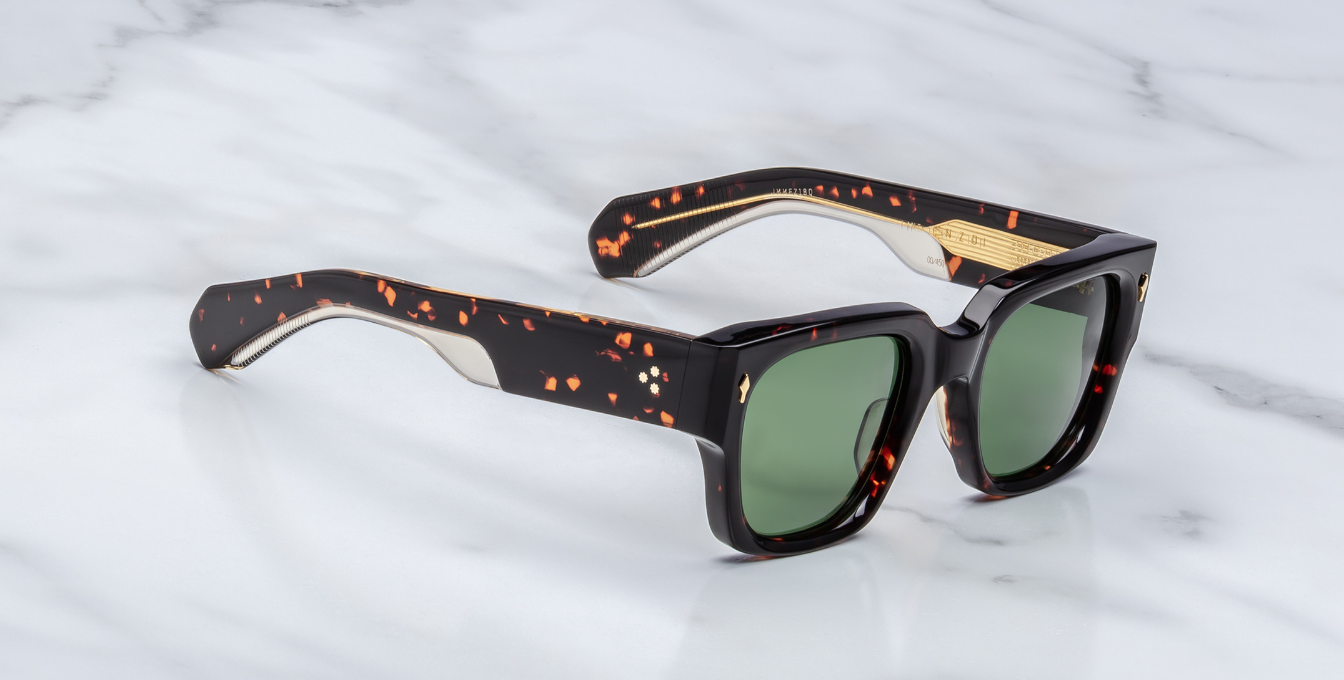 jacques marie mage enzo etna eckige sonnenbrille in havana mit grünen gläsern