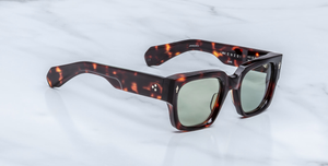 jacques marie mage enzo tenace eckige sonnenbrille in havana und grünen gläsern