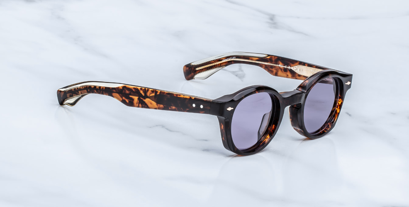 jacques marie mage felix 2 beau pantoförmige sonnenbrille in havana mit violetten gläsern