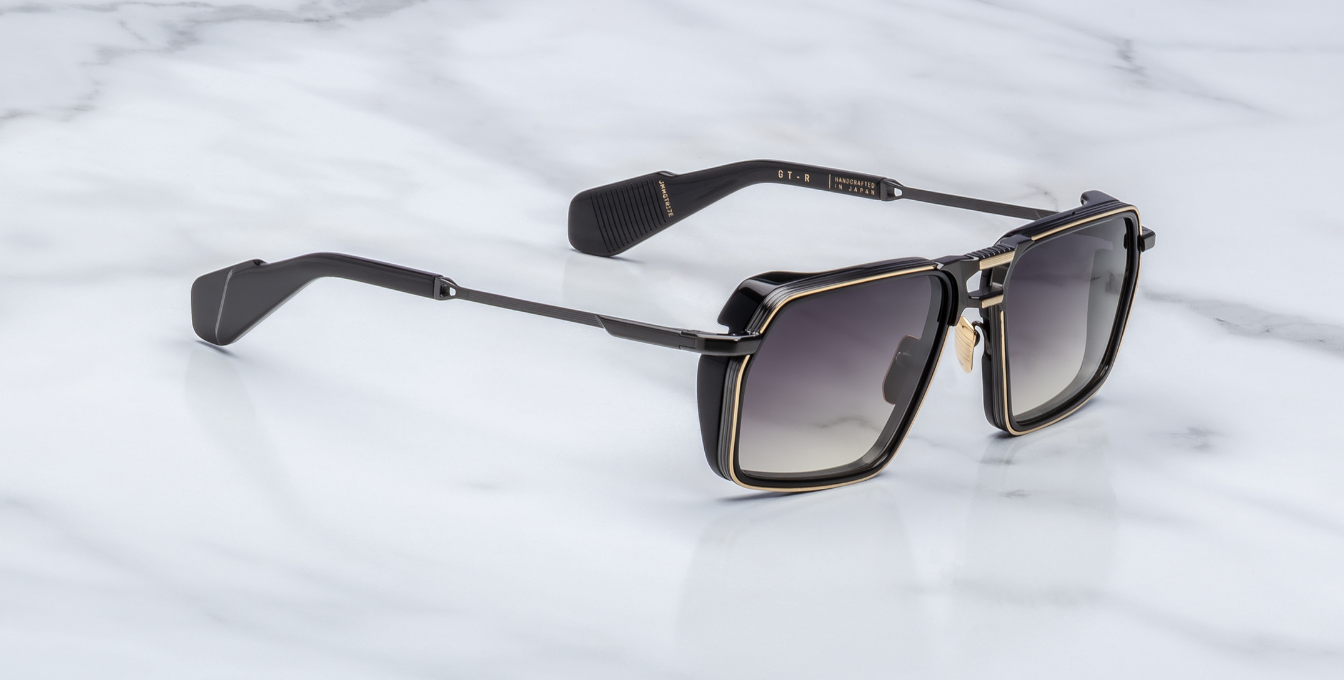 jacques marie mage gt-r bng eckige sonnenbrille in schwarz mit schwarzen verlaufsgläser