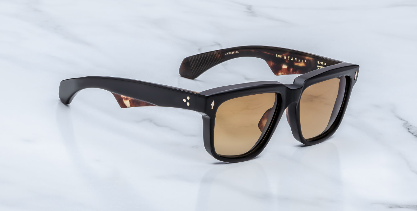 jacques marie mage hyannis noir 15 eckige sonnenbrille in schwarz mit braunen verlaufsgläser