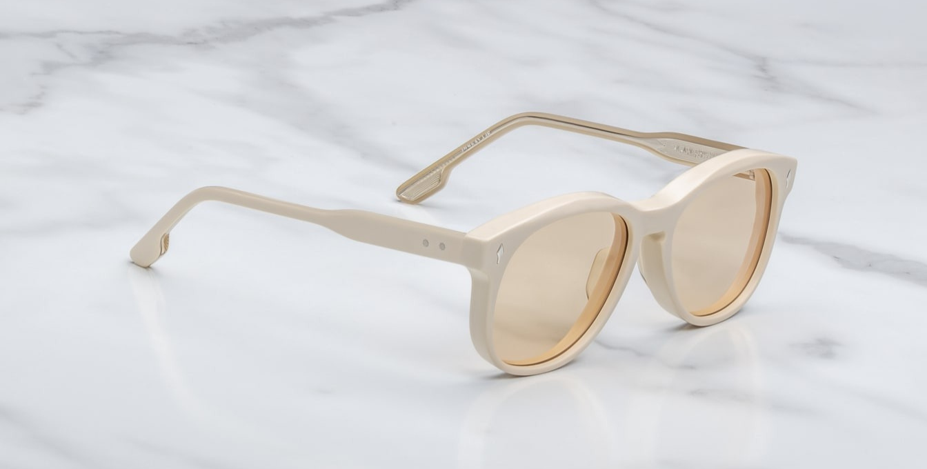 jacques marie mage kay sun suede aviator sonnenbrille aus matt gelben acetat mit gelben gläsern