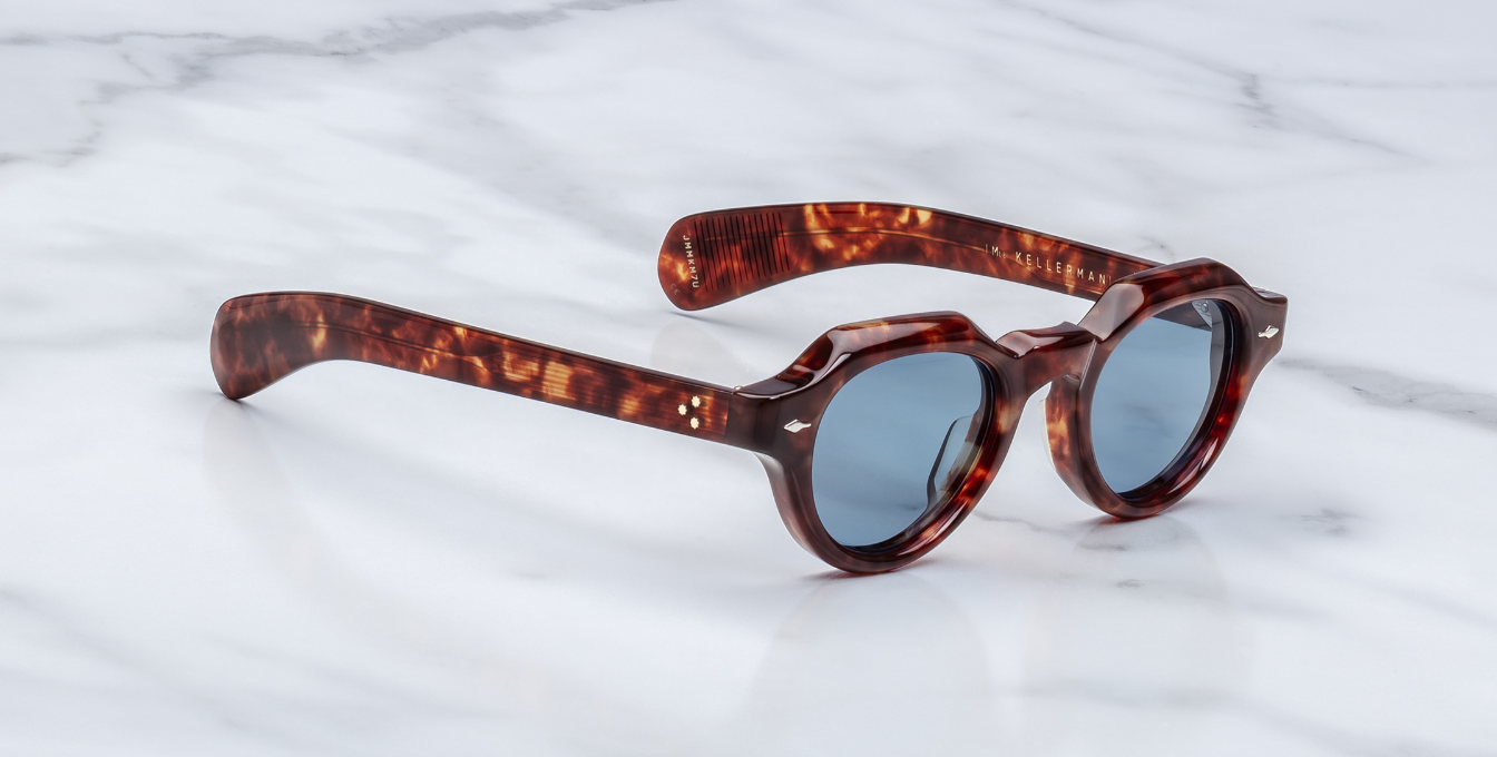 jacques marie mage kellerman breccia pantoförmige acetatbrille in havana mit blauen gläsern