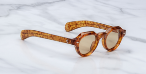 jacques marie mage kellerman camel pantoförmige acetatbrille in havana mit braunen gläsern