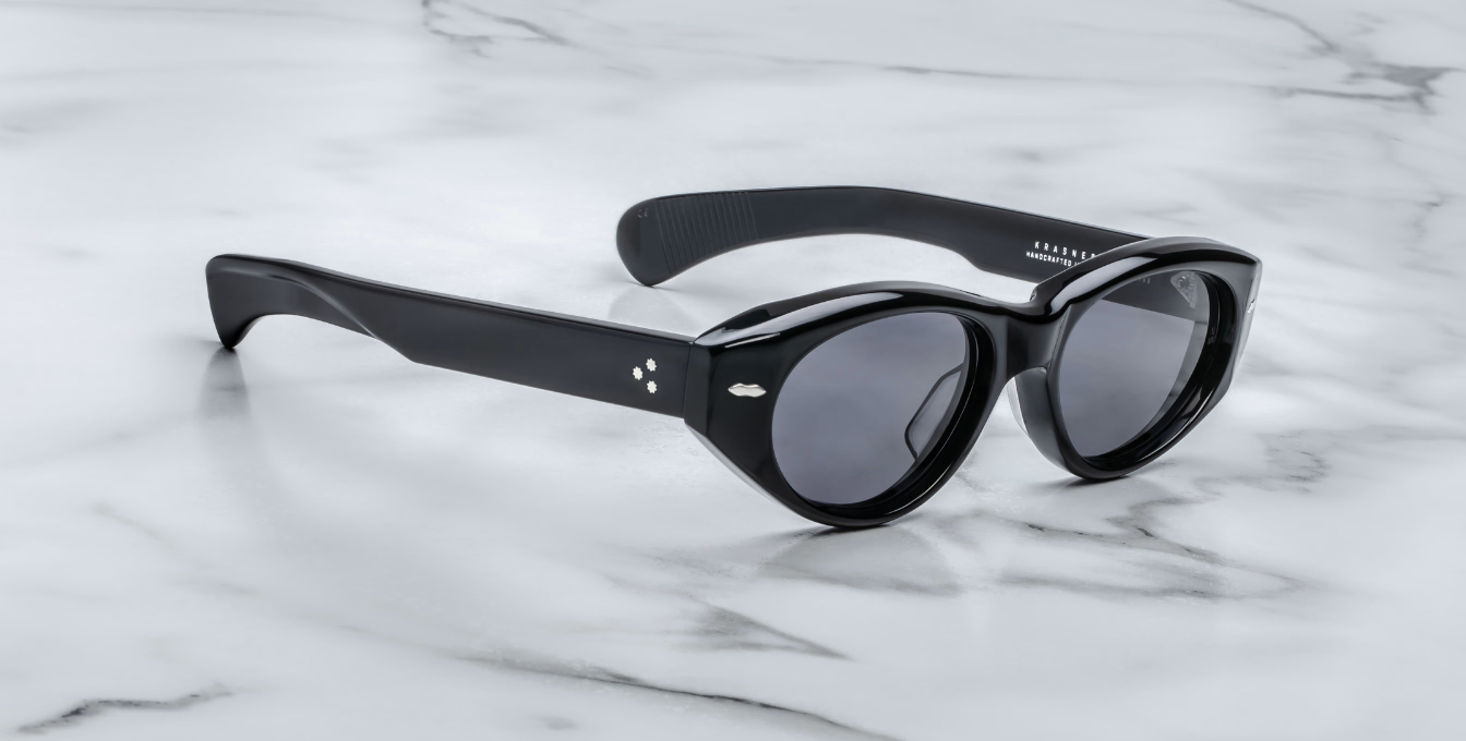 jacques marie mage krasner black ovale sonnenbrille in schwarz mit grauen gläsern