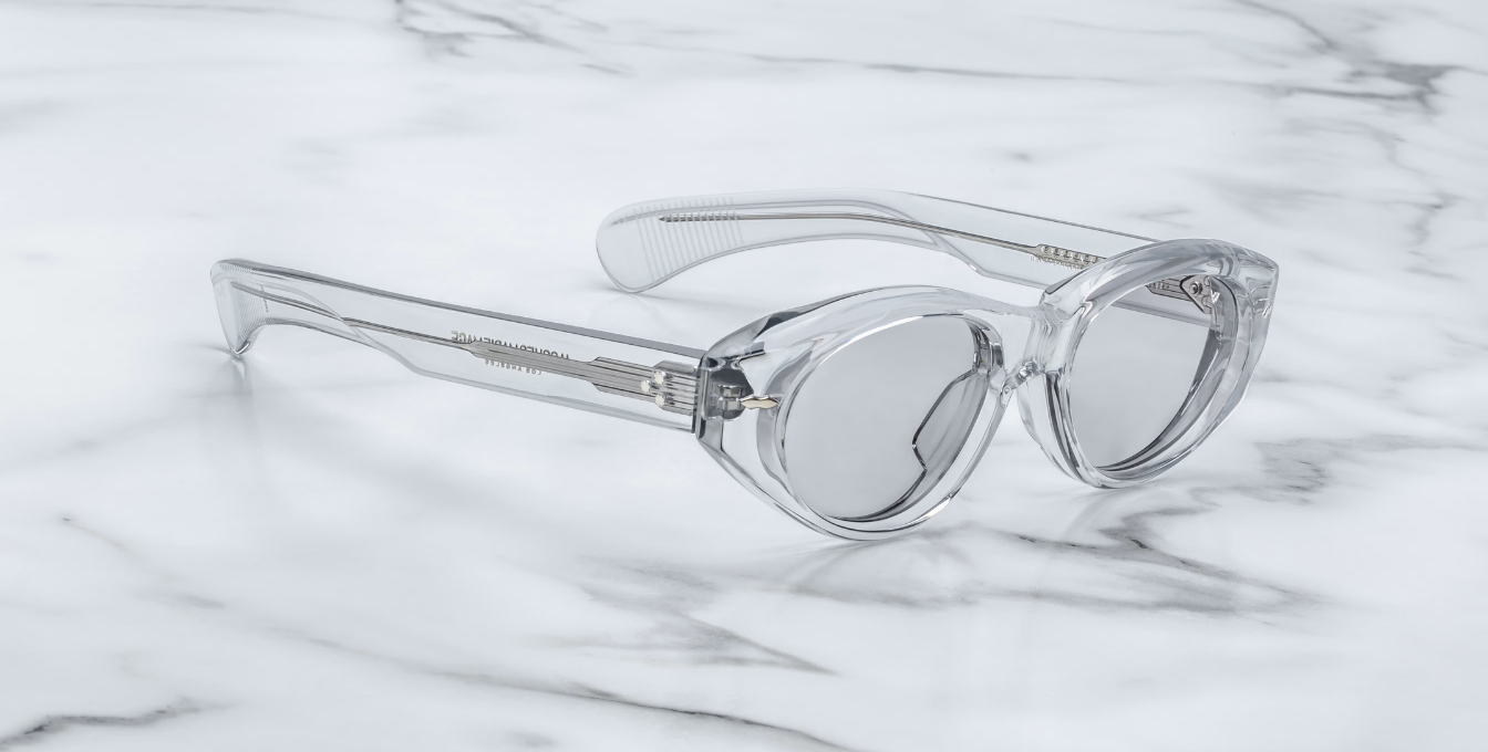 jacques marie mage krasner sulfur ovale sonnenbrille in transparent mit grauen gläsern