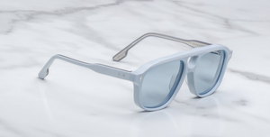 jacques marie mage leonard sky suede aviator sonnenbrille in matt blau mit blauen gläsern