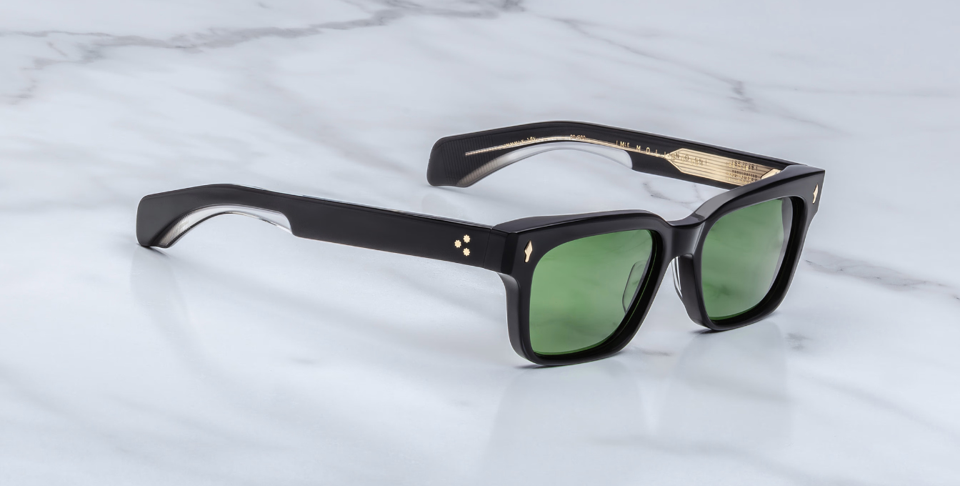 jacques marie mage molino 55 venom eckige sonnenbrille in schwarz mit grünen gläsern