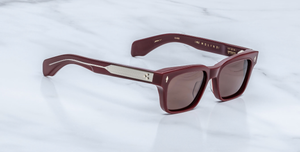 jacques marie mage molino bordeaux empire eckige sonnenbrille aus acetat in weinrot mit braunen gläsern