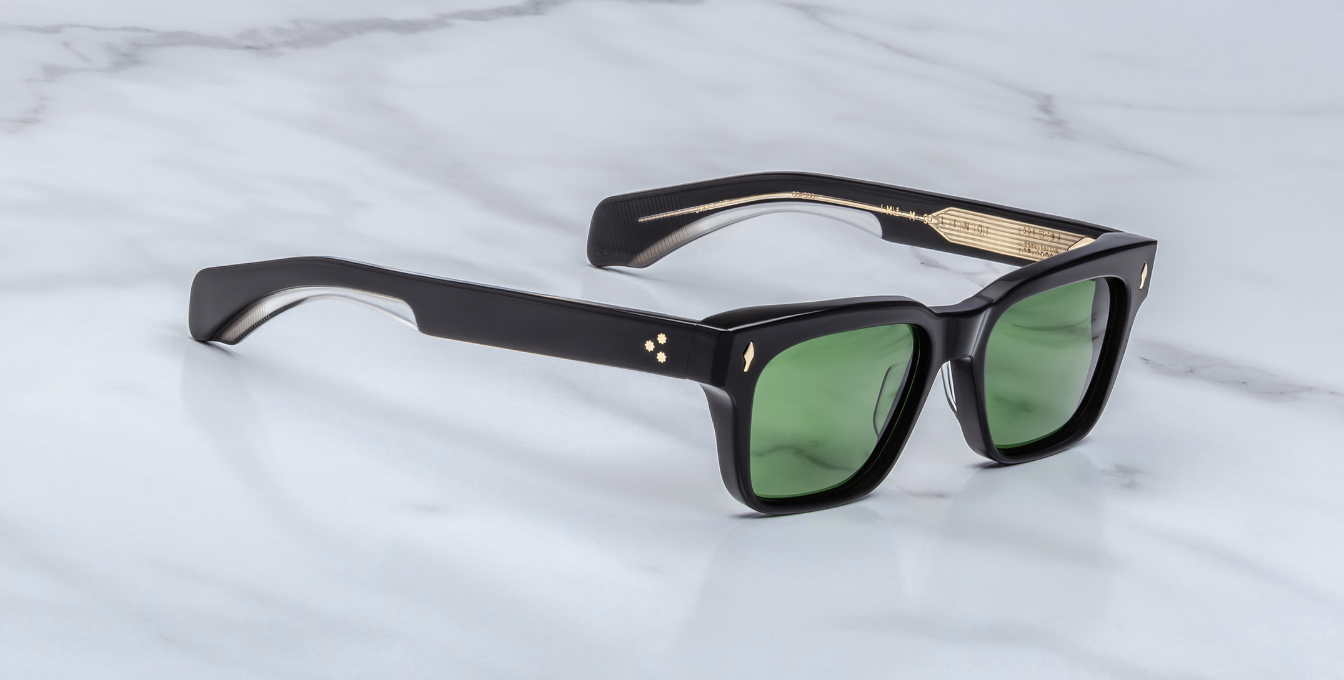jacques marie mage molino venom eckige sonnenbrille in schwarz mit grünen gläsern