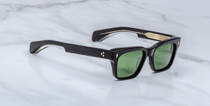 jacques marie mage molino venom eckige sonnenbrille in schwarz mit grünen gläsern