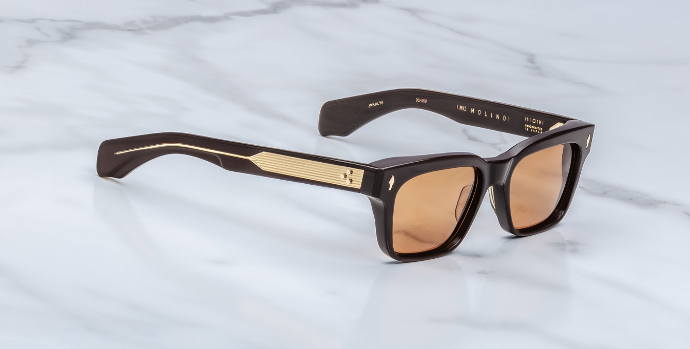 jacques marie mage molino walnut eckige sonnenbrille in braun mit orangenen gläsern