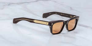 jacques marie mage molino walnut eckige sonnenbrille in braun mit orangenen gläsern
