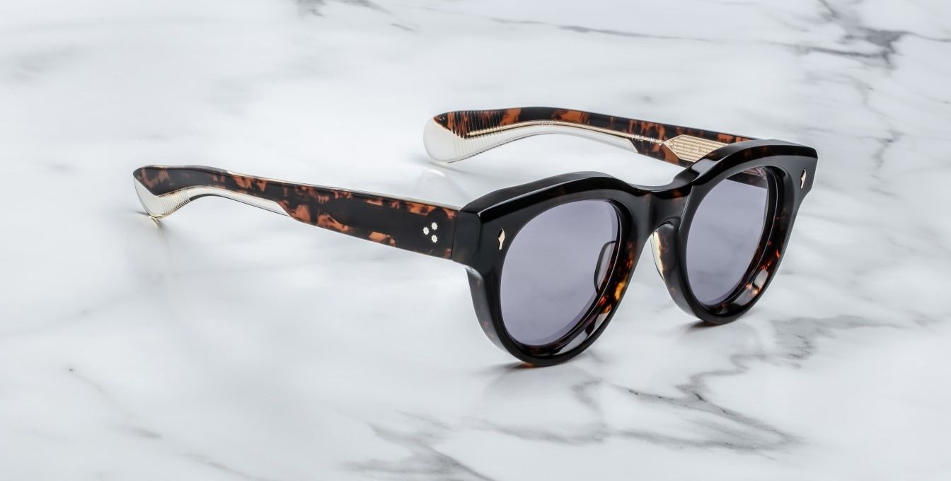 jacques marie mage molitor beau panto sonnenbrille in havana mit blauen gläsern