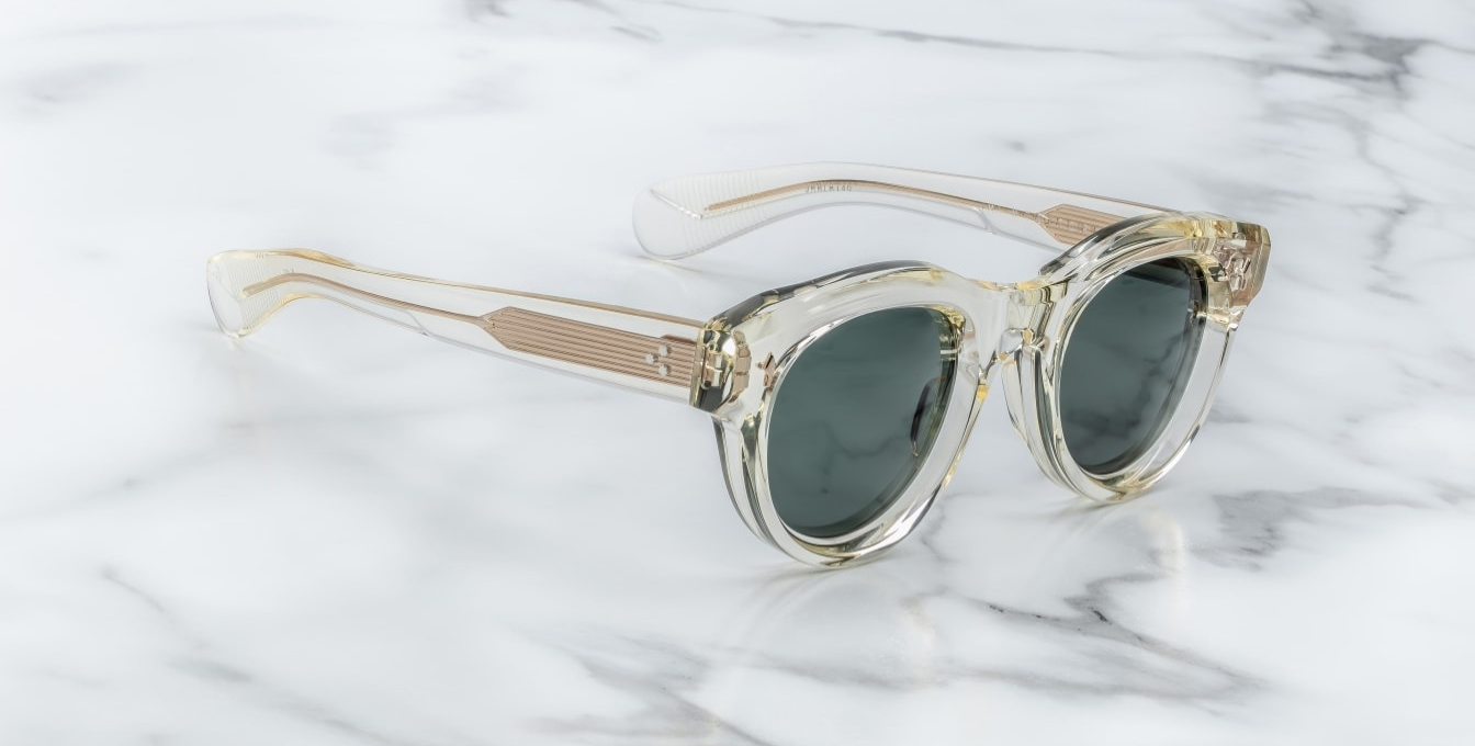 jacques marie mage molitor brut panto sonnenbrille in transparent mit grünen gläsern