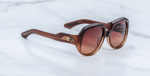 jacques marie mage ocean child carmine eckige sonnenbrille in rot orange mit rot orangenen verlaufsgläsern