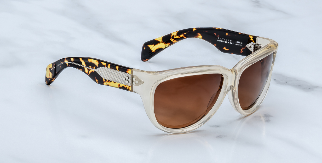 jacques marie mage ravello dun gelbe runde oversized sonnenbrille mit braunen verlaufsgläsern
