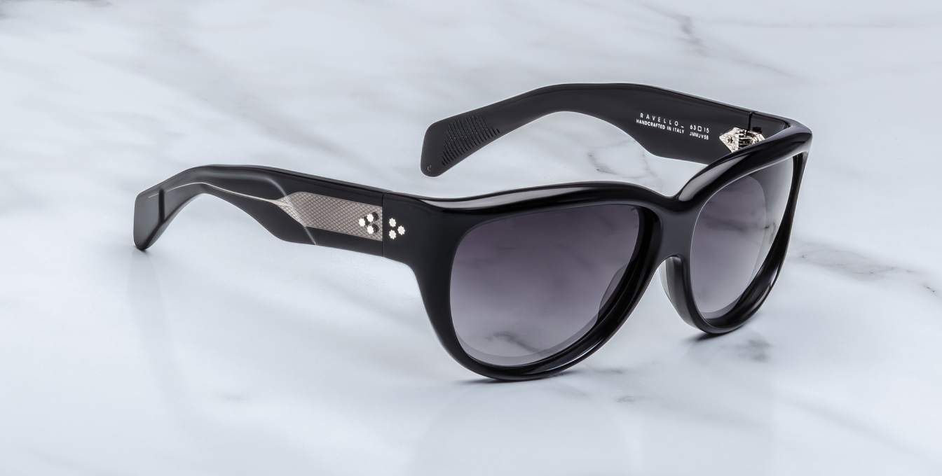 jacques marie mage ravello raven schwarze runde oversized sonnenbrille mit schwarzen verlaufsgläsern