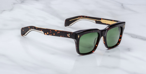 jacques marie mage torino etna eckige sonnenbrille in havana mit grünen gläsern