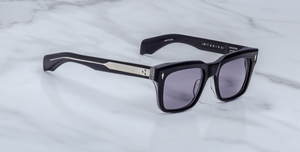 jacques marie mage torino hudson eckige sonnenbrille in einem dunklen blaue mit violetten gläsern