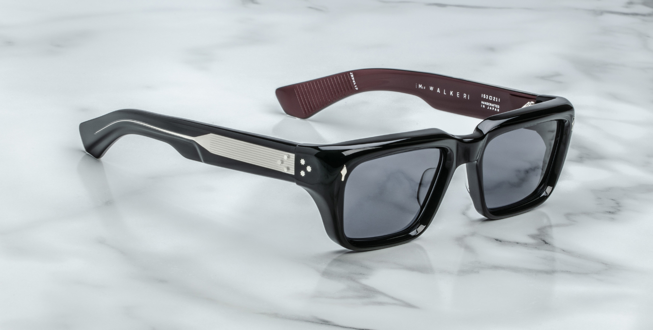 jacques marie mage walker bloodstone eckige sonnenbrille in schwarz mit dunkelgrauen gläsern
