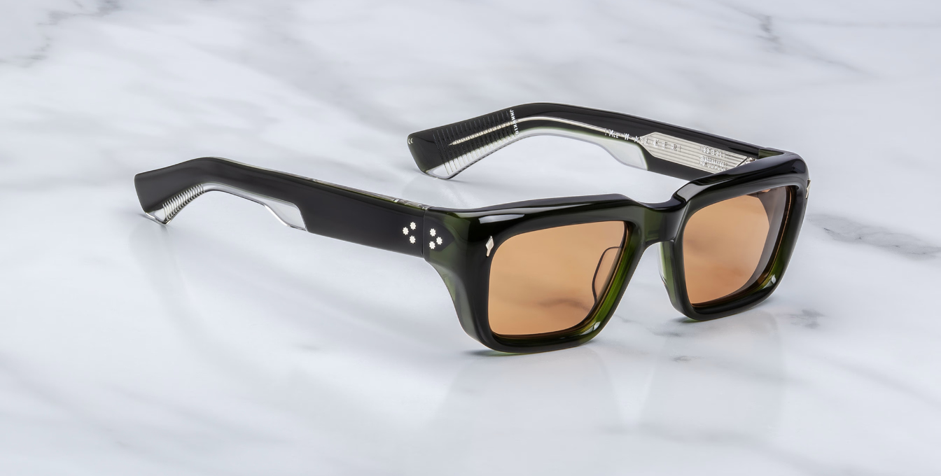 jacques marie mage walker borneo eckige sonnenbrille in grün mit orangenen Gläsern