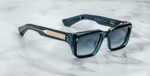 jacques marie mage walker indigo rechteckige sonnenbrille in blau mit blauen verlaufsgläsern