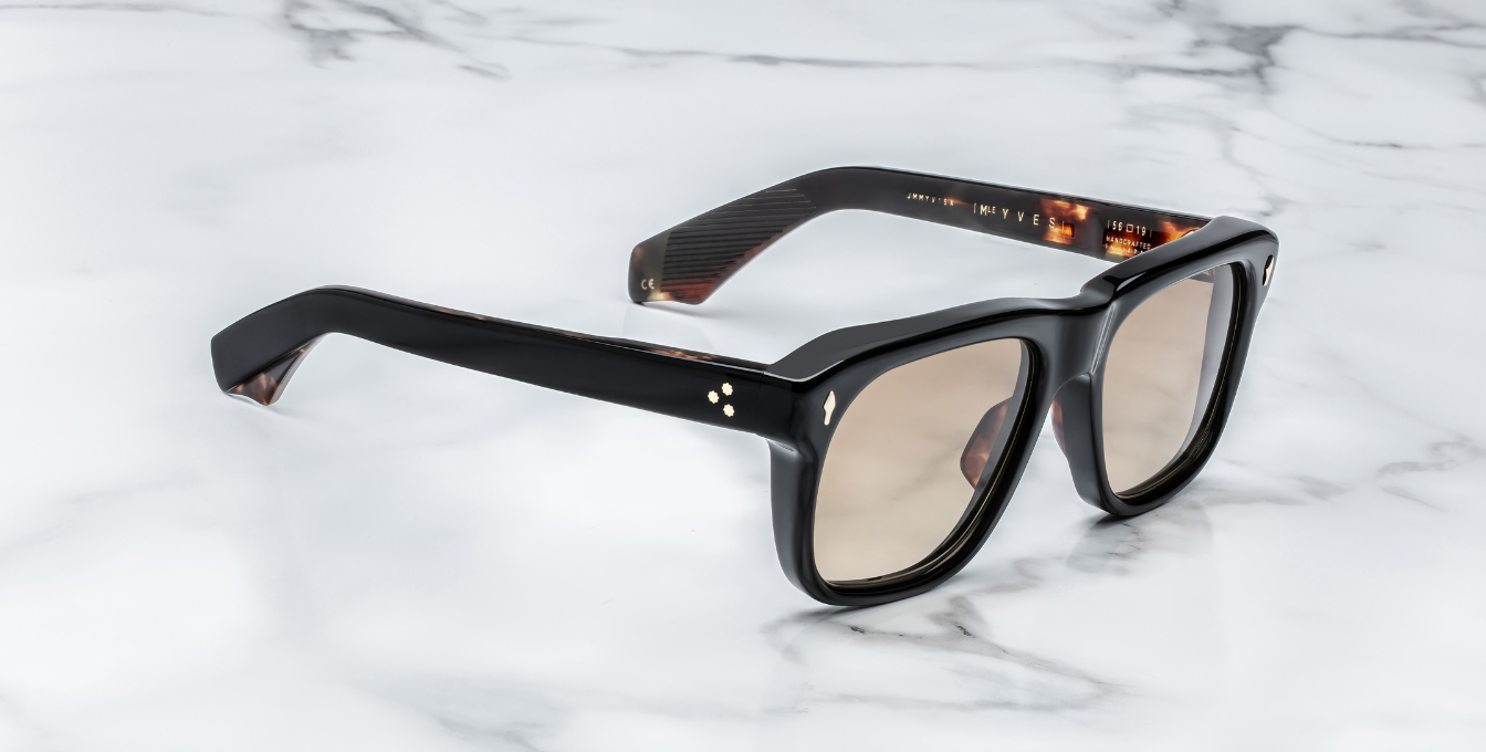 jacques marie mage yves noir15 eckige sonnenbrille in schwarz mit braunen gläsern