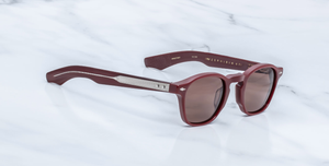 jacques marie mage zephirin 47 bordeaux empire eckige sonnenbrille aus acetat in rot mit braunen gläsern