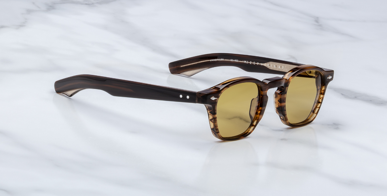 jacques marie mage zephirin 47 hazel, eckige sonnenbrille in havana mit brauen gläsern