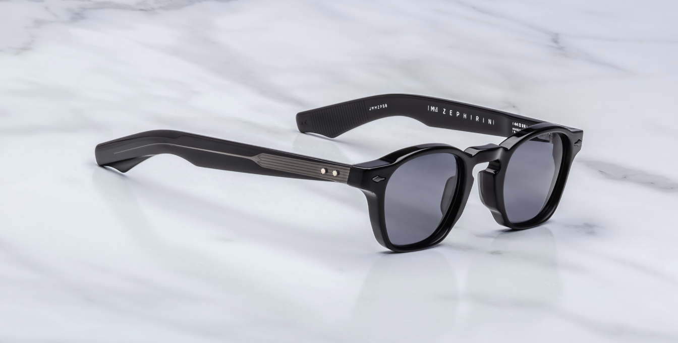 jacques marie mage zephirin raven eckige sonnenbrille in schwarz mit grauen gläsern