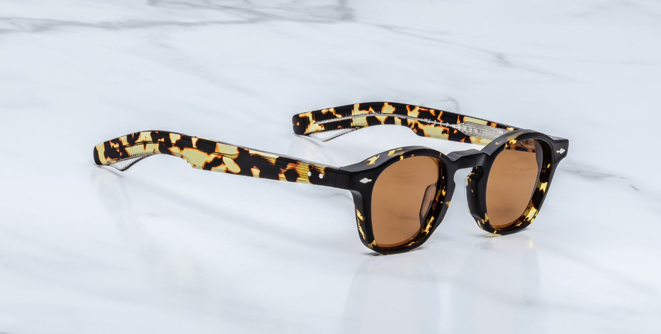 jacques marie mage zephirin tokyo eckige sonnenbrille in havana mit orangenen gläsern
