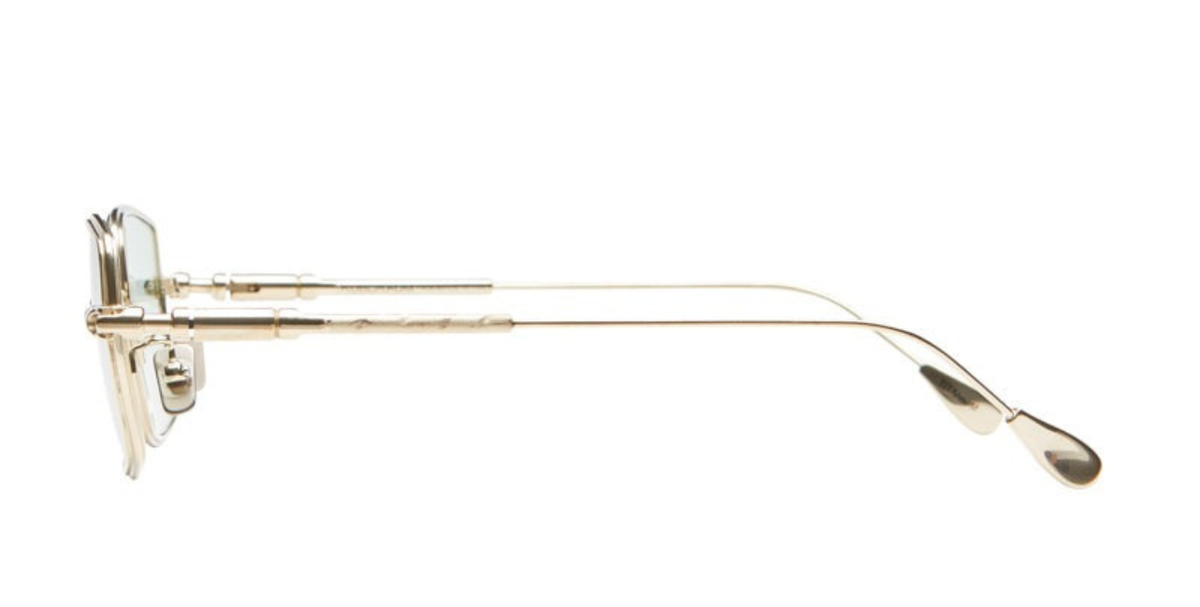 kuboraum H69 LG eckige Titansonnenbrille in gold mit hellgrpnen gläsern