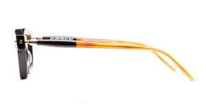 kuboraum P25 BT eckige sonnenbrille aus acetat in schwarz und braun mit hellen orangenen gläsern