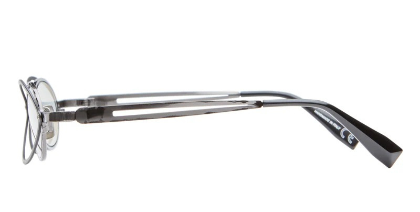 kuboraum h18 bm ovale sonnenbrille in matt schwarz und gun metal mit hellgrauen gläsern