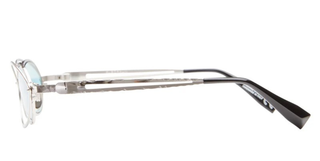 kuboraum h18 sl ovale sonnenbrille in silber mit aquamarine gläsern