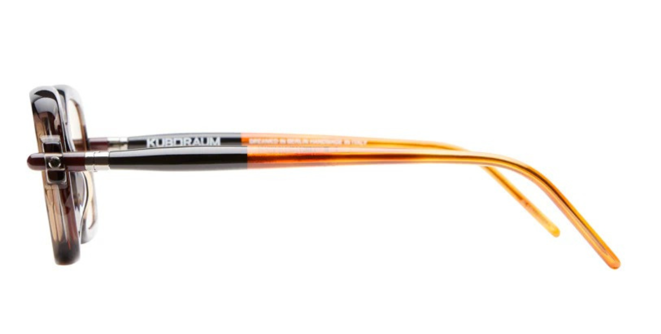 kuboraum p2 gry eckige sonnenbrille in grau mit orangenen gläsern